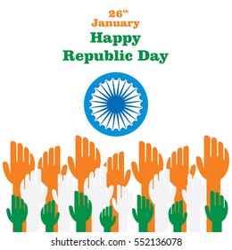 Indian republic day design , three color hand up with ashoka chakra