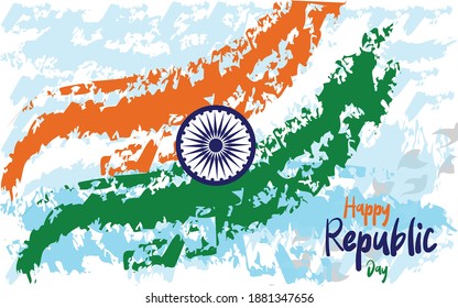 Afiche del Día de la República India con texto, ilustración vectorial.