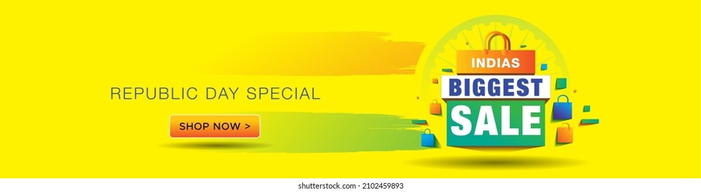 Indian republic day sale advertising banner and offer background design layout template.