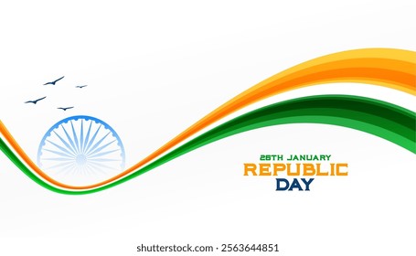 indian republic day tricolor flag background with chakra and bird vector