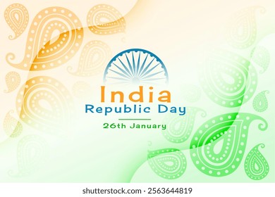 indian republic day tricolor theme background with ashoka chakra vector