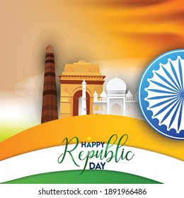 Indian Republic day vector,  26 January background illustration.