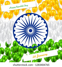 Indian Republic Day vector background with balloons national flag colors