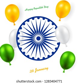 Indian Republic Day vector background with balloons national flag colors