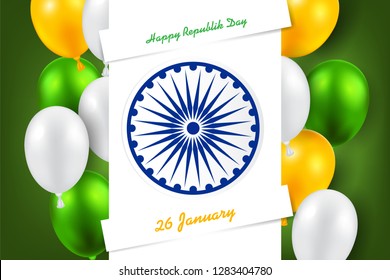 Indian Republic Day vector background with balloons national flag colors