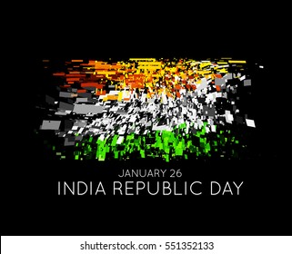 Indian Republic Day vector background with flag on black