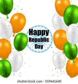 Indian Republic Day vector background with balloons national flag colors