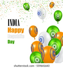 Indian Republic Day vector background with balloons national flag colors