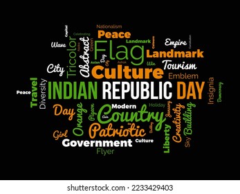 Indian Republic Day word cloud background. Federal awareness Vector illustration design concept.