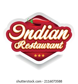 Indian restaurant label red with Chilli pepper