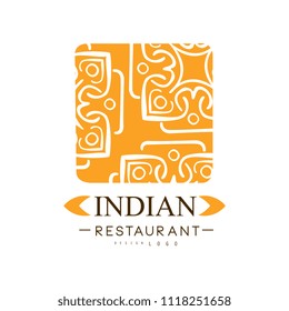 Indian restaurant logo design, authentic traditional continental food label vector Illustration on a white background