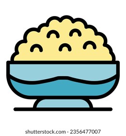 Indian rice icon outline vector. Travel city. India bengal color flat