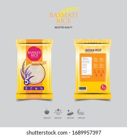 Indian Rice Packaging for Basmati Rice Products Organic and Background Template.