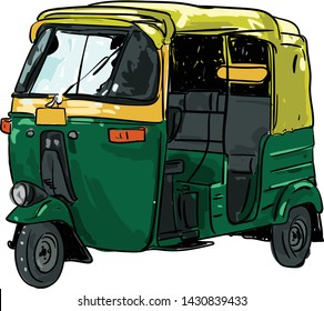 Indian Rickshaw Vector is expandable and editable.