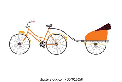 indian rickshaw vector illustration travel transportation pull by bicycle