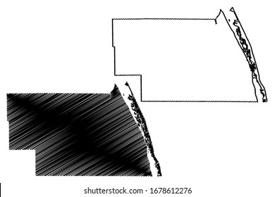 Indian River County, Florida (condado de los Estados Unidos, Estados Unidos de América, Estados Unidos, EE.UU., EE.UU.) mapa ilustrativo vectorial, dibujo garabateado mapa del río Indio