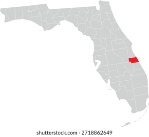 Condado de Indian River en el mapa del Vector Editable del Estado de Florida