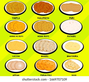 Indian Roti Or Chapati Food Flyer Vector