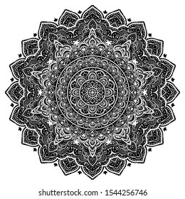Indian rug mandala. Aztec towel, yoga mat. Vector Henna tattoo style. Can be used for textile, greeting business card background, phone case print