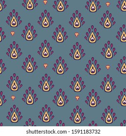 Indian rug paisley ornament design. Ethnic tribal towel, yoga mat, henna tattoo style. Great for greeting card, phone case print, coloring book, textile. 