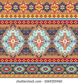 Indian rug paisley ornament pattern. Ethnic Mandala towel, yoga mat. Vector Henna tattoo style. Can be used for textile, greeting business card background, coloring book, phone case print