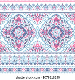 Indian rug paisley ornament pattern. Ethnic Mandala towel, yoga mat. Vector Henna tattoo style. Can be used for textile, greeting business card background, phone case print