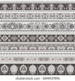 Indian rug paisley ornament pattern. Ethnic Mandala towel, yoga mat. Vector Henna tattoo style. Can be used for textile, greeting business card background, phone case print
