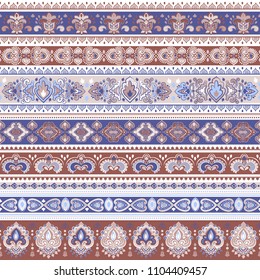 Indian rug paisley ornament pattern. Ethnic Mandala towel, yoga mat. Vector Henna tattoo style. Can be used for textile, greeting business card background, phone case print