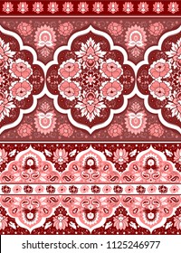 Indian rug paisley ornament pattern. Ethnic Mandala towel, yoga mat. Vector Henna tattoo style. Can be used for textile, greeting business card background, phone case print