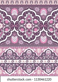 Indian rug paisley ornament pattern. Ethnic Mandala towel, yoga mat. Vector Henna tattoo style. Can be used for textile, greeting business card background, phone case print
