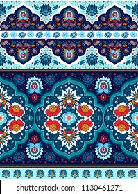 Indian rug paisley ornament pattern. Ethnic Mandala towel, yoga mat. Vector Henna tattoo style. Can be used for textile, greeting business card background, phone case print