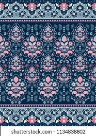 Indian rug paisley ornament pattern. Ethnic Mandala towel, yoga mat. Vector Henna tattoo style. Can be used for textile, greeting business card background, phone case print