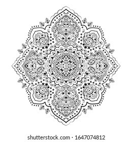 Indian rug paisley ornament pattern. Ethnic Mandala towel, yoga mat. Vector Henna tattoo style. Can be used for textile, greeting business card background, phone case print