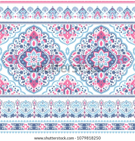 Indian rug paisley ornament pattern. Ethnic Mandala towel, yoga mat. Vector Henna tattoo style. Can be used for textile, greeting business card background, phone case print Stock photo © 
