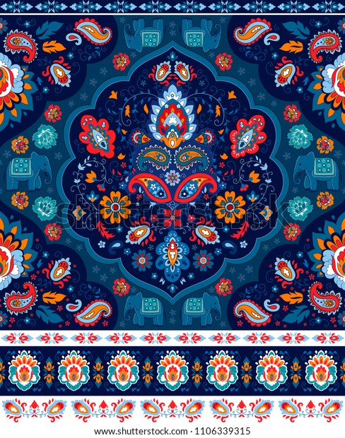 Indian Rug Paisley Ornament Pattern Ethnic Stock Vector (Royalty Free ...