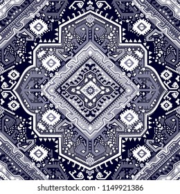 Indian rug tribal ornament pattern. Aztec towel, yoga mat. Vector Henna tattoo style. Can be used for textile, greeting business card background, phone case print
