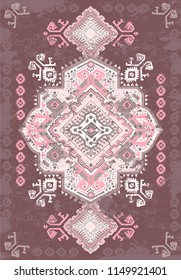 Indian rug tribal ornament pattern. Aztec towel, yoga mat. Vector Henna tattoo style. Can be used for textile, greeting business card background, phone case print

