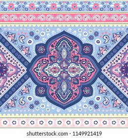 Indian rug tribal ornament pattern. Aztec towel, yoga mat. Vector Henna tattoo style. Can be used for textile, greeting business card background, phone case print
