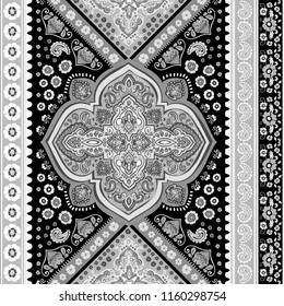 Indian rug tribal ornament pattern. Aztec towel, yoga mat. Vector Henna tattoo style. Can be used for textile, greeting business card background, phone case print
