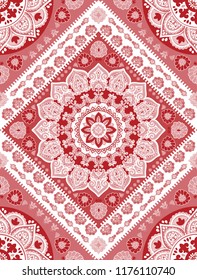 Indian rug tribal ornament pattern. Aztec towel, yoga mat. Vector Henna tattoo style. Can be used for textile, greeting business card background, phone case print