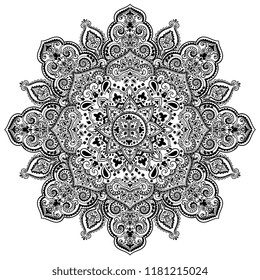 Indian rug tribal ornament pattern. Aztec towel, yoga mat. Vector Henna tattoo style. Can be used for textile, greeting business card background, phone case print
