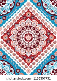 Indian rug tribal ornament pattern. Aztec towel, yoga mat. Vector Henna tattoo style. Can be used for textile, greeting business card background, phone case print


