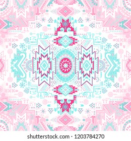 Indian rug tribal ornament pattern. Aztec towel, yoga mat. Vector lace Henna tattoo style. Can be used for textile, greeting business card background, phone case print