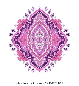 Indian rug tribal ornament pattern. Aztec towel, yoga mat. Vector lace Henna tattoo style. Can be used for textile, greeting business card background, phone case print