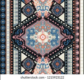 Indian rug tribal ornament pattern. Aztec towel, yoga mat. Vector lace Henna tattoo style. Can be used for textile, greeting business card background, phone case print