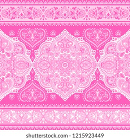 Indian rug tribal ornament pattern. Aztec towel, yoga mat. Vector lace Henna tattoo style. Can be used for textile, greeting business card background, phone case print