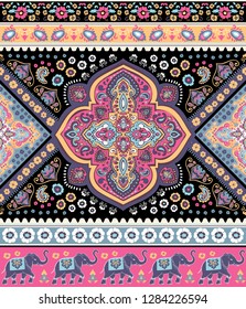 Indian rug tribal ornament pattern. Aztec towel, yoga mat. Vector lace Henna tattoo style. Can be used for textile, greeting business card background, phone case print