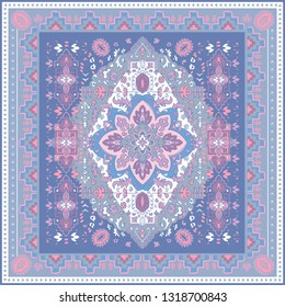 Indian rug tribal ornament pattern. Aztec towel, yoga mat. Vector lace Henna tattoo style. Can be used for textile, greeting business card background, phone case print