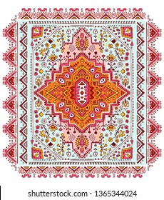Indian rug tribal ornament pattern. Aztec towel, yoga mat. Vector Henna tattoo style. Can be used for textile, greeting business card background, phone case print