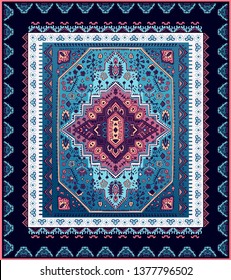 Indian rug tribal ornament pattern. Aztec towel, yoga mat. Vector Henna tattoo style. Can be used for textile, greeting business card background, phone case print